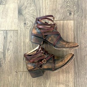 Freebird Distressed Booties, Size 7
